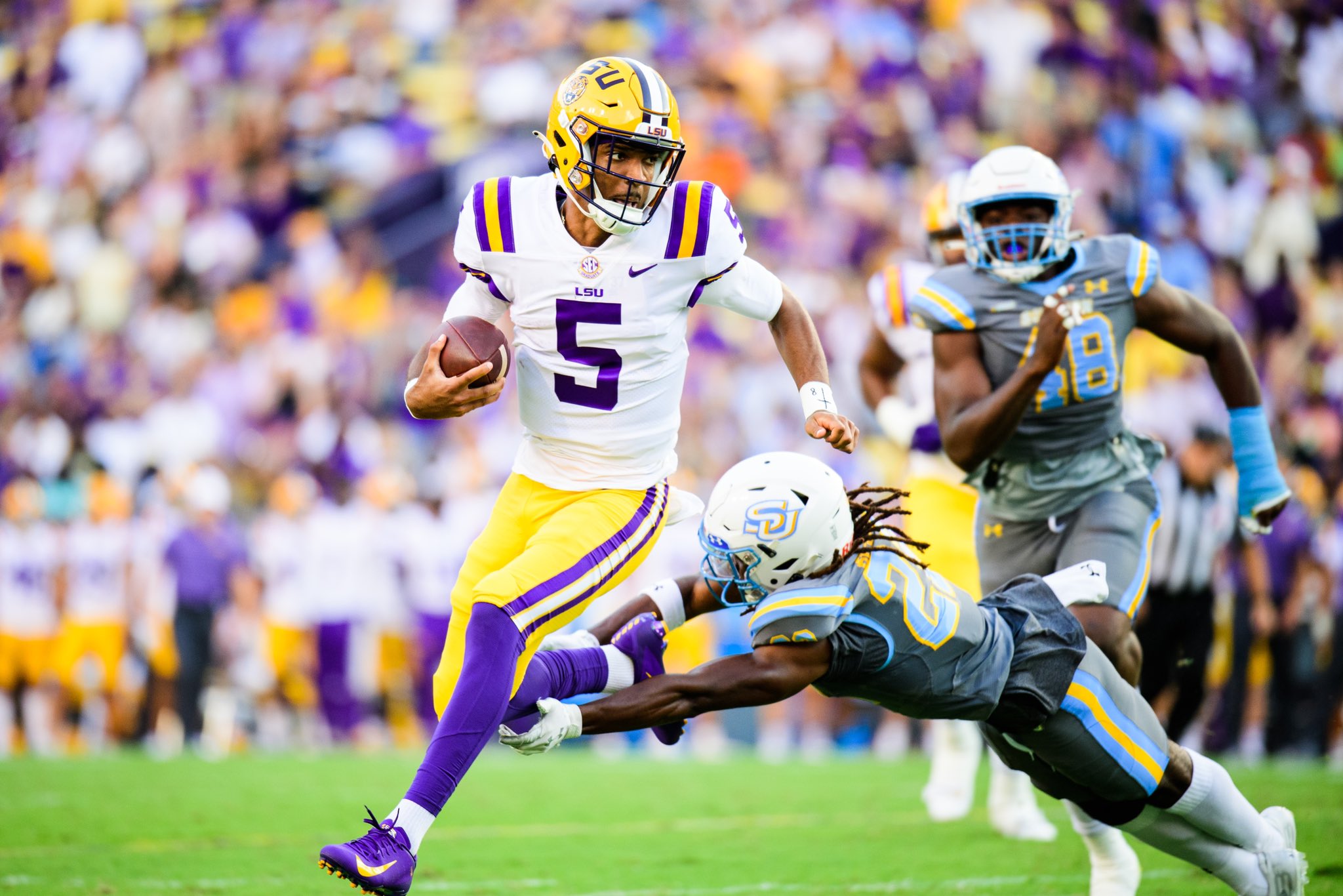 quarterback Jayden Daniels, quarterback, Charles Turner III, LSU football, Heisman