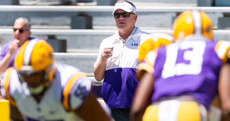 LSU football coach Brian Kelly, LSU football, Florida, targeting, Andre Sam